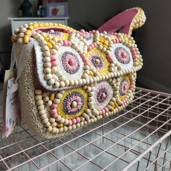 Pink and Yellow Beaded Shoulder Bag - Picture 2 of 7